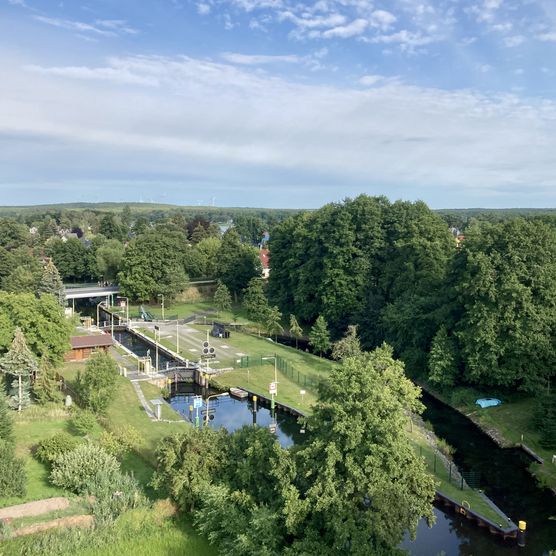 Luftaufnahme der Schleuse in Wendisch Rietz